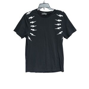 Neil Barrett Black Shirt with White Bolt Pattern size medium